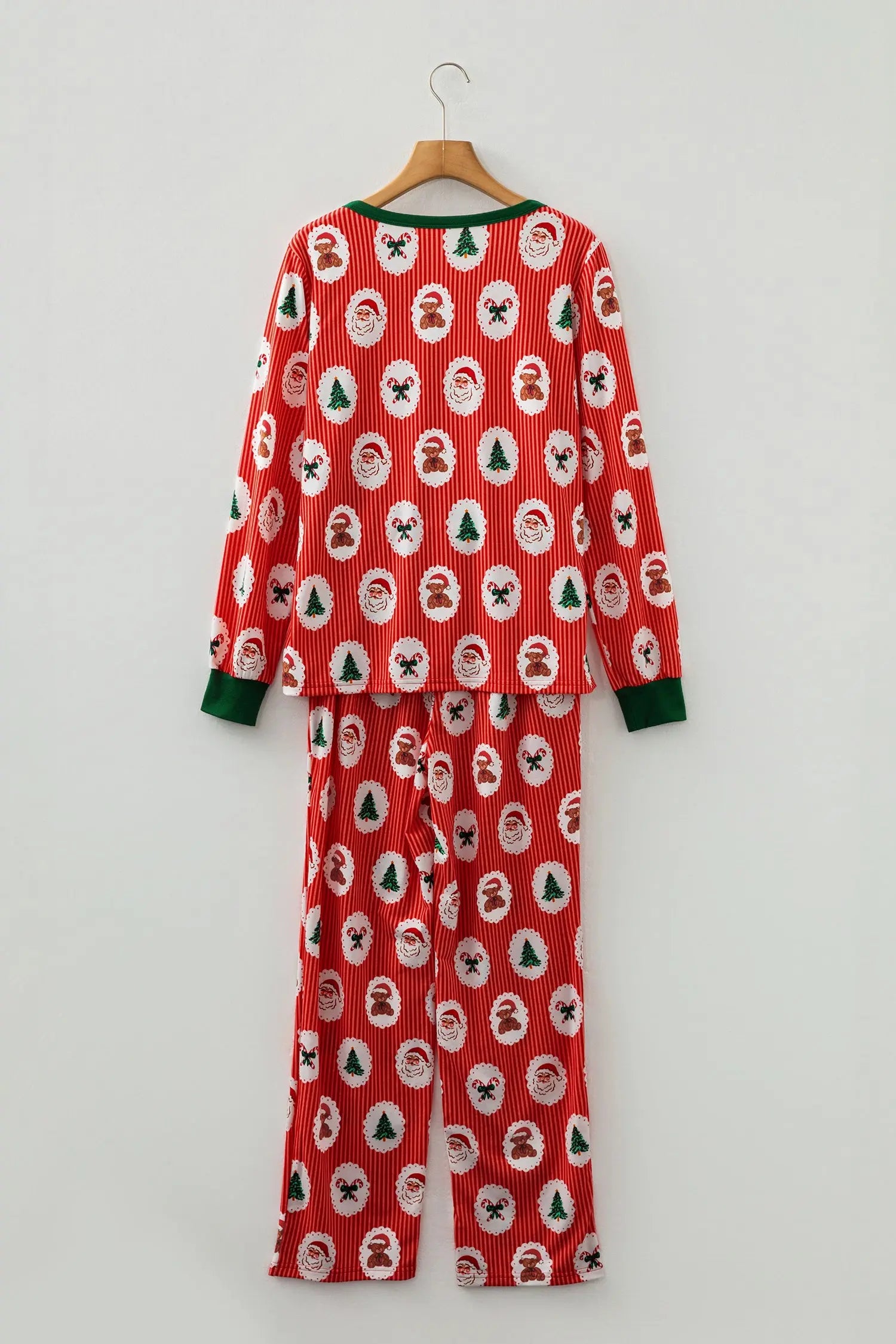 Red Stripe Christmas Print Henley V Neck Pullover And Jogger Pants Lounge Set Dear-Lover Dropshipping