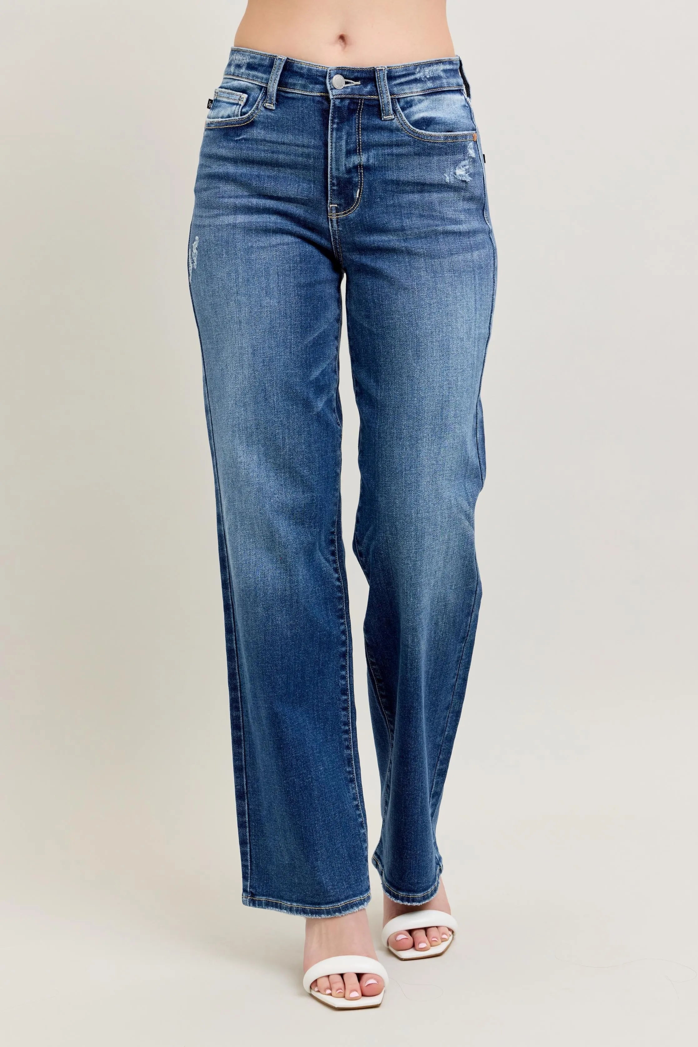 Judy Blue Plus Size High Waist 90s Straight Leg Jeans - Love Salve 