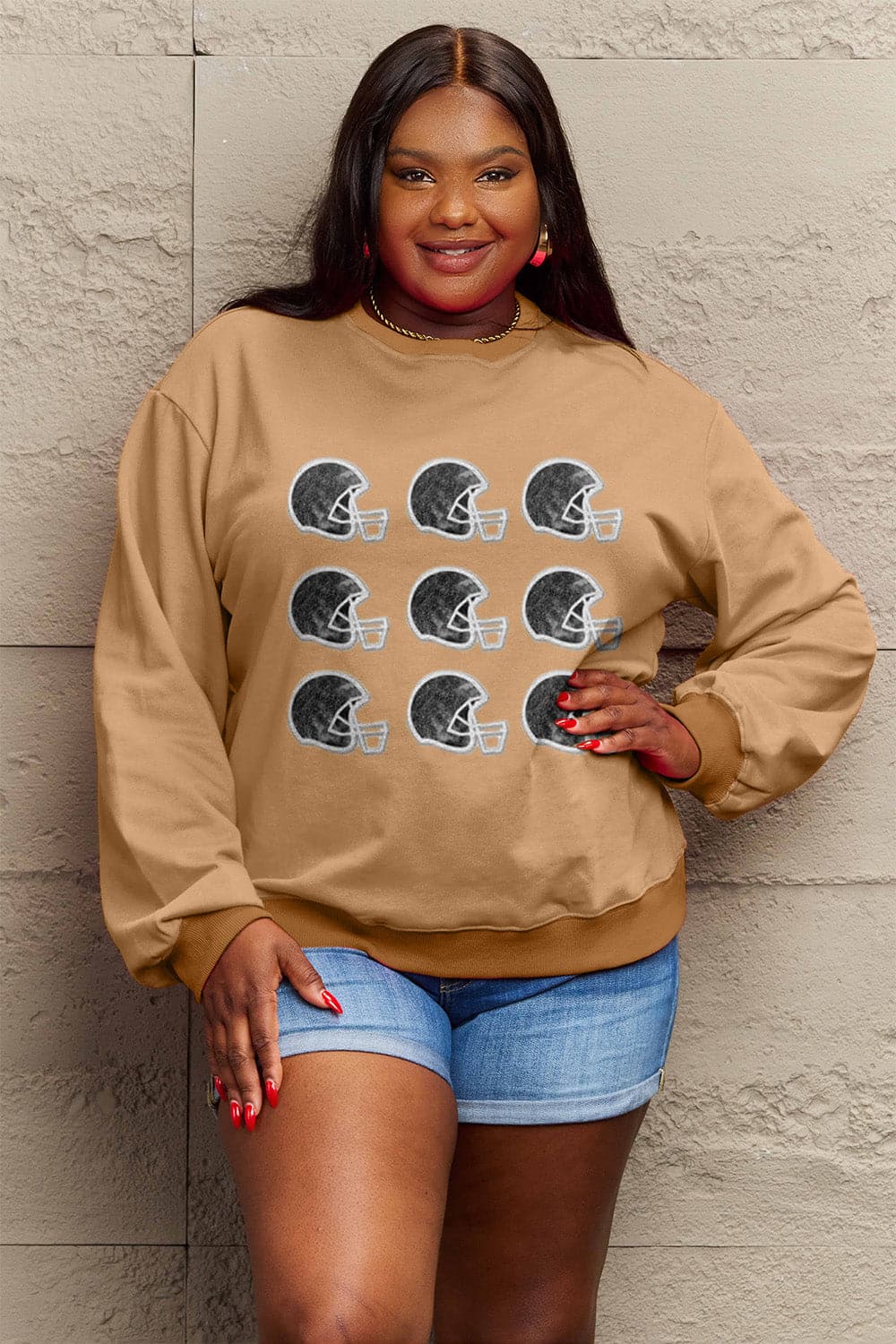 Simply Love Full Size Graphic Round Neck Sweatshirt.