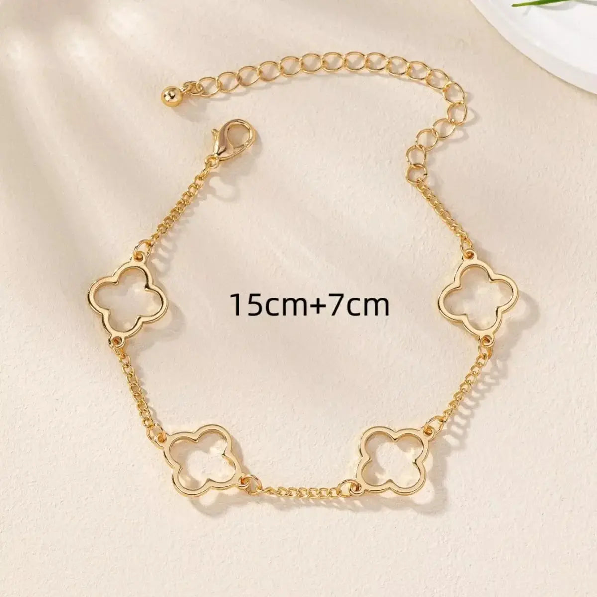 18K Gold Plated Four Leaf Clover Bracelet Delicate Chain Simply Love