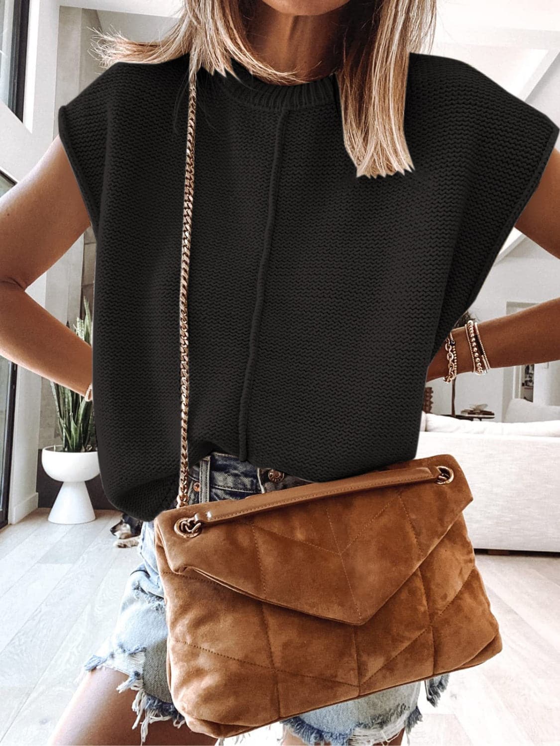 Cap Sleeve Sweater Vest.