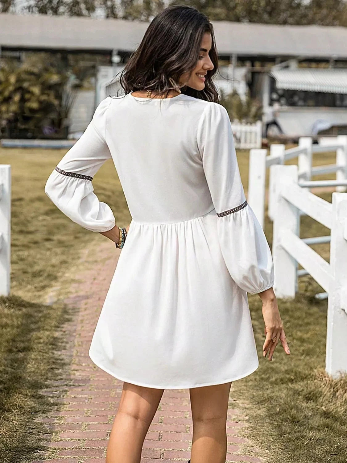 Long Sleeve Mini Dress with Contrast Trim Coco’s Tee Boutique