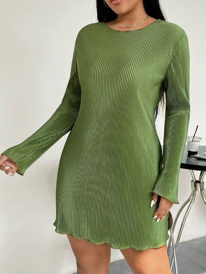 Chic honey plus size lettuce hem long sleeve dress