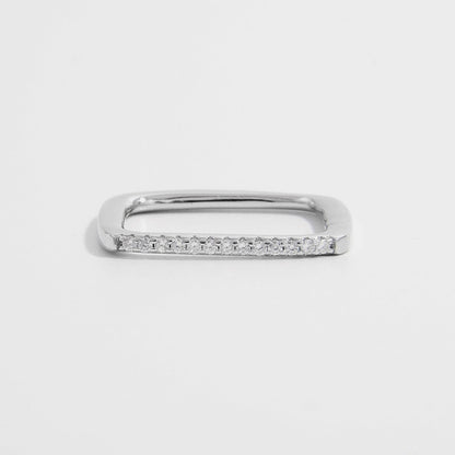 925 Sterling Silver Zircon Square Ring.