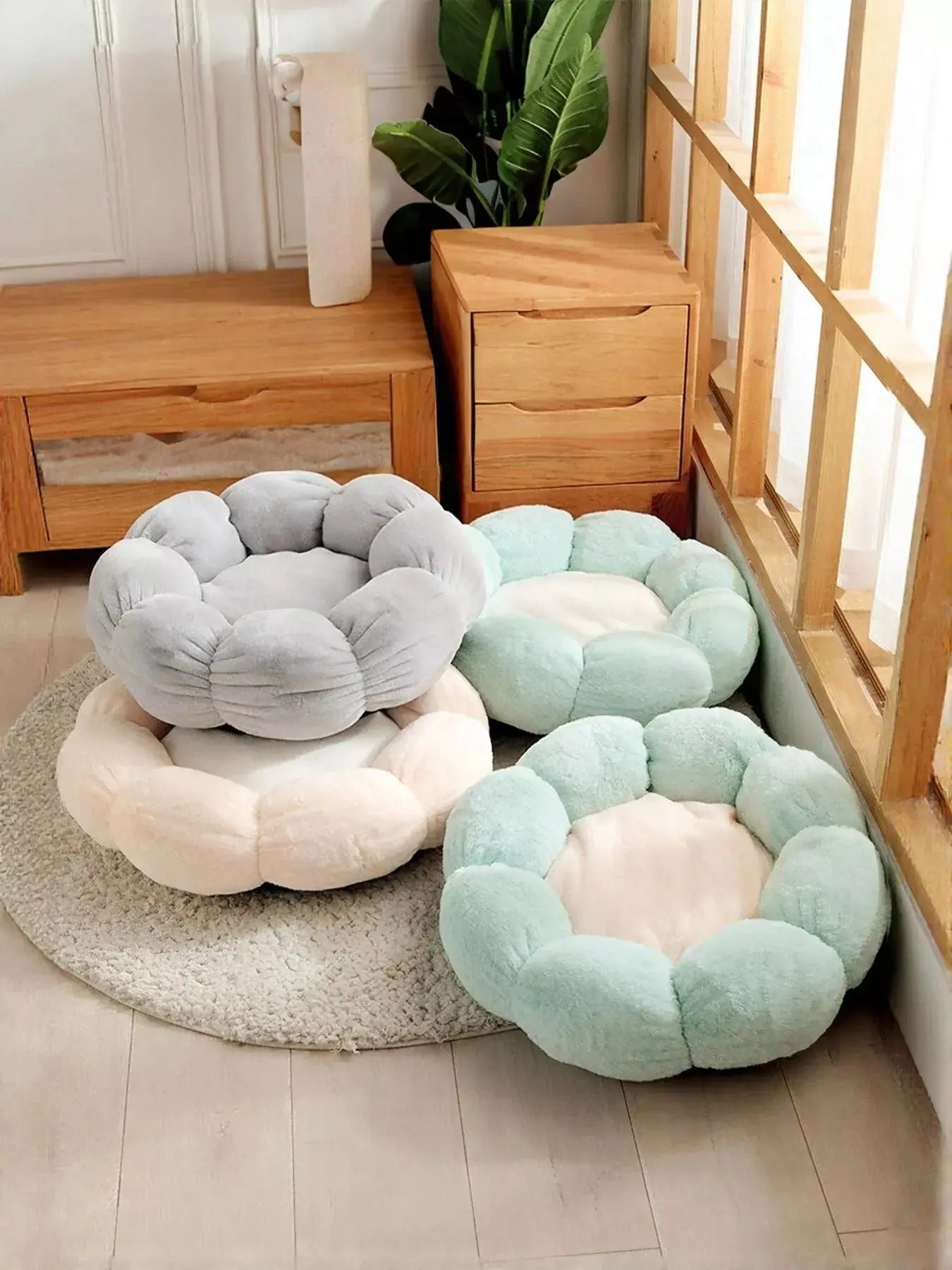 Round Plush Pet Nest with Cloud Pillow Simply Love