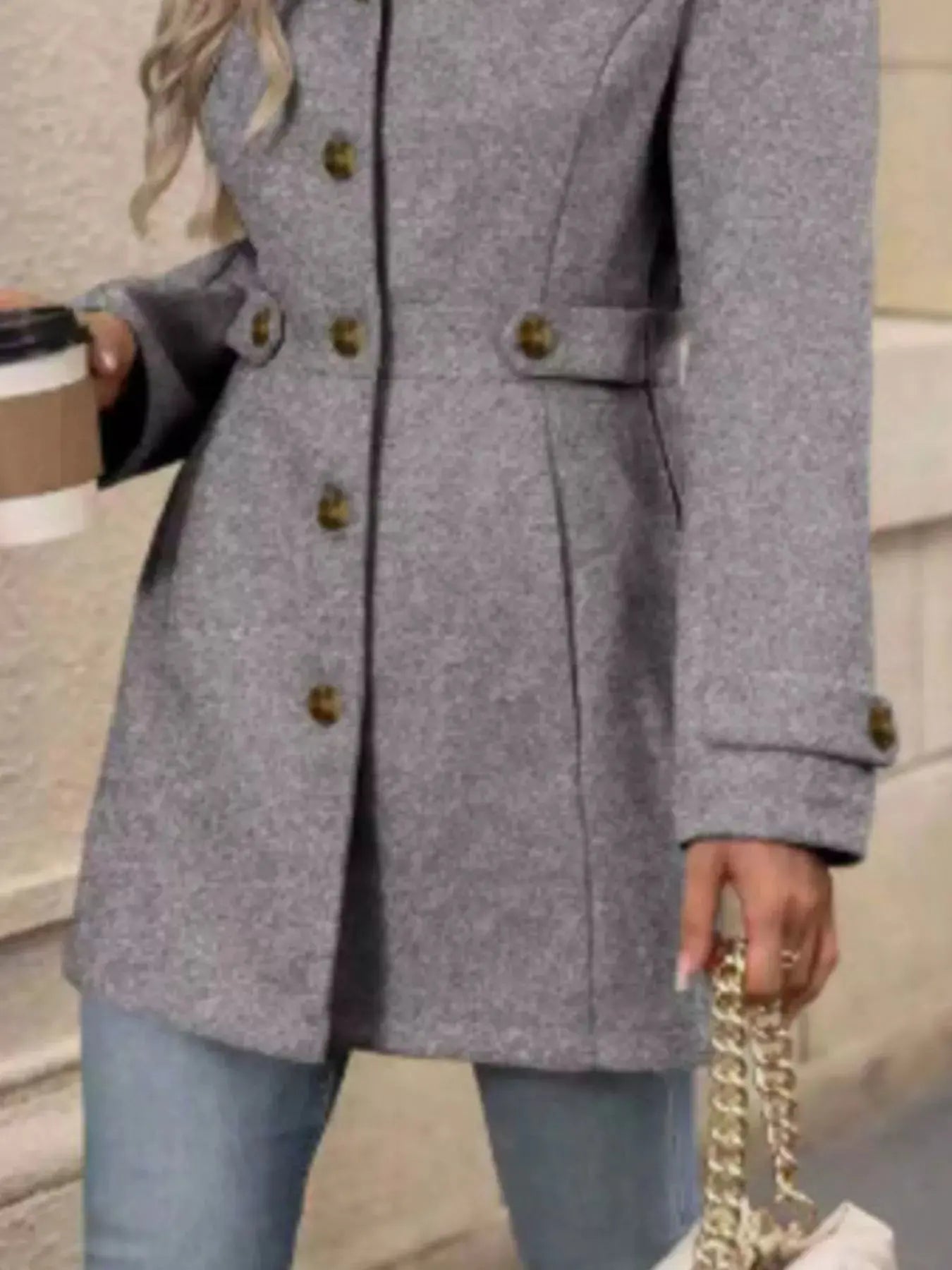 Button Up Long Sleeve Coat Simply Love