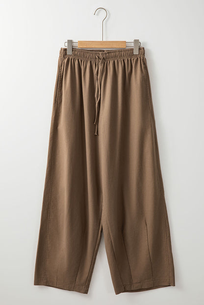 Desert Palm wide-leg cotton-linen drawstring pants for effortless style