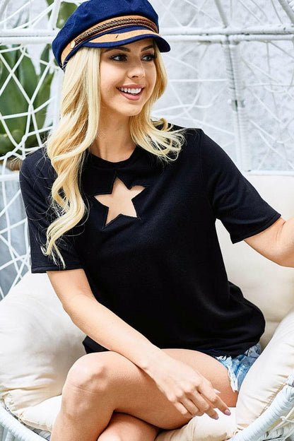 BiBi Star Cutout Short Sleeve T-Shirt.