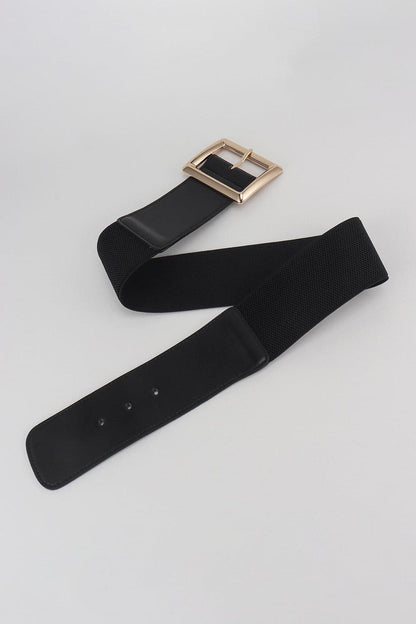 Rectangle Buckle Elastic Wide Belt.