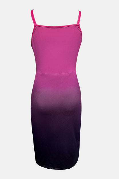 Slit Ruched Gradient Cami Dress.