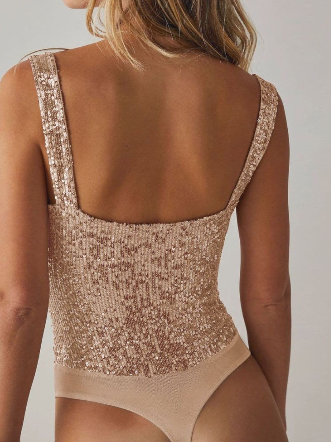 Sequin Wide Strap Bodysuit.