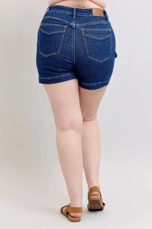Judy Blue Full Size High Waist Tummy Control Denim Shorts Plus Size Coco’s Tee Boutique