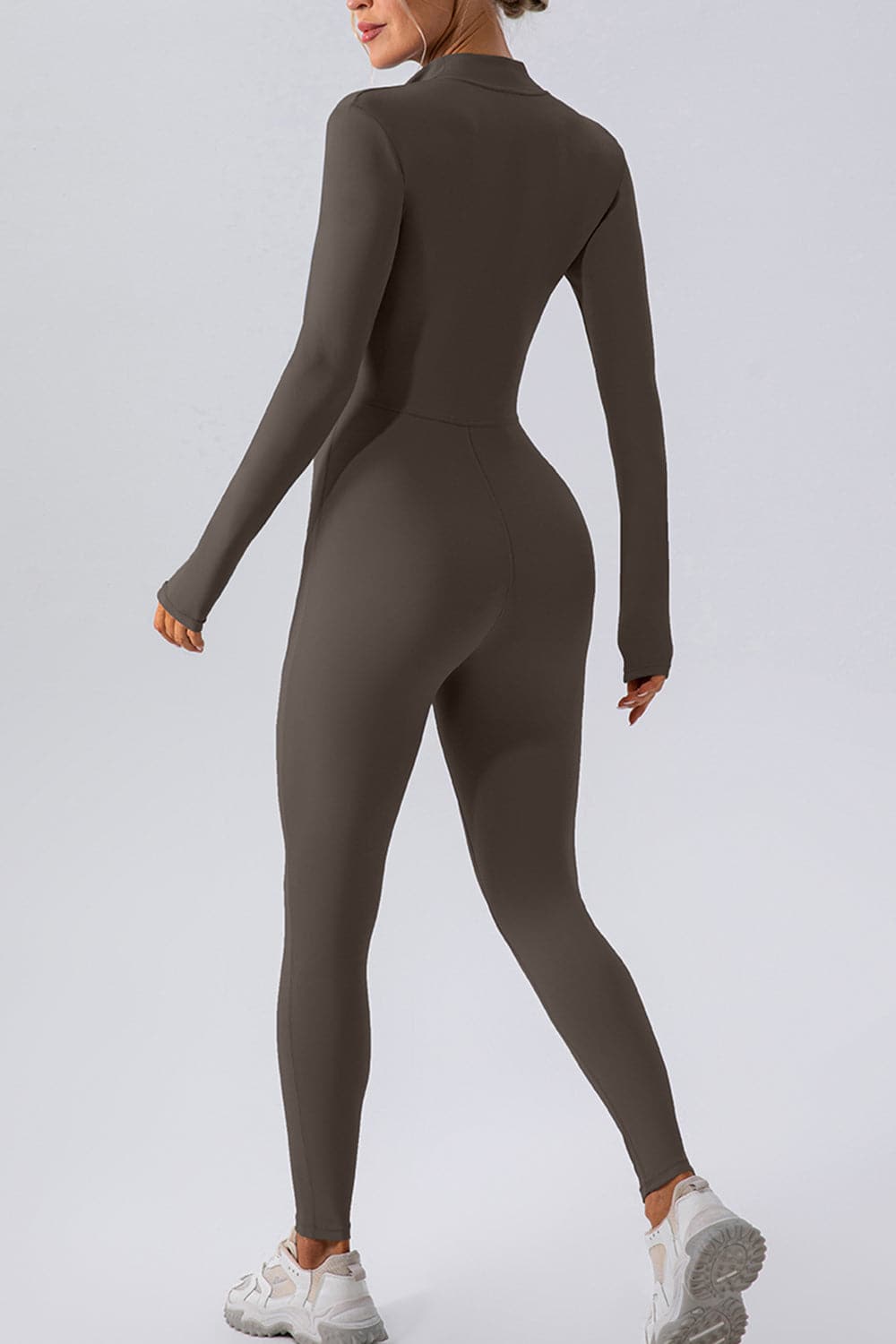 Half Zip Mock Neck Active Jumpsuit.