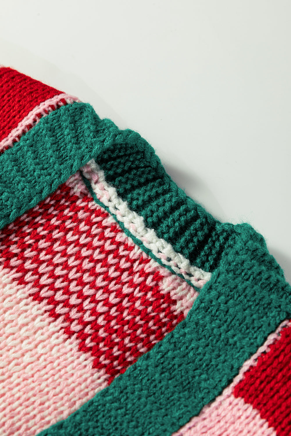 Pink Plaid Knit Bow Knot Decor Open Front Cardigan Sweater For Women Cozy Relaxed Fit Dear-Lover Dropshipping