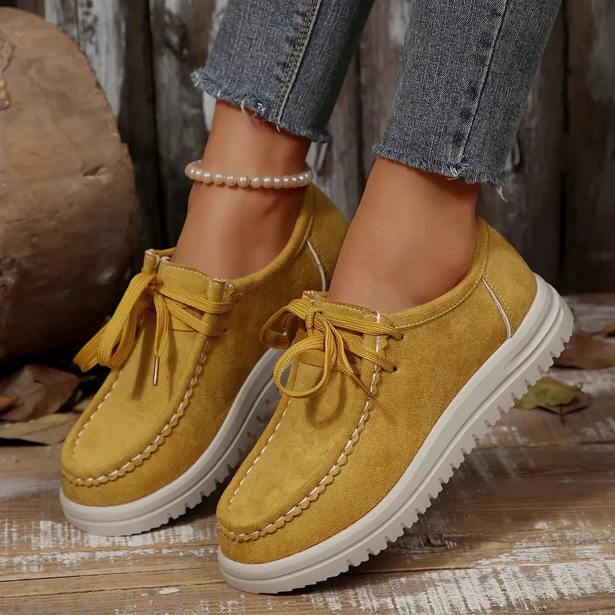 Lace-Up Round Toe Loafers Simply Love
