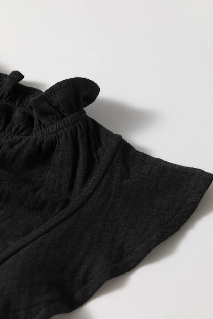 Ruffled Shoulder Notched Shift Tank Top