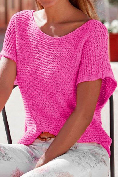 Boat Neck Short Sleeve Sweater.