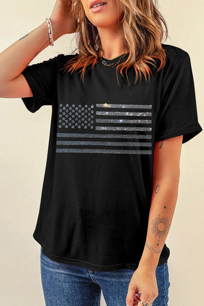 Rhinestone US Flag Round Neck Short Sleeve T-ShirtRhinestone US Flag Round Neck Short Sleeve T-Shirt

Show your patriotic spirit with this stunning Rhinestone US Flag Round Neck Short Sleeve T-Shirt. Perfect for casLove Salve Flag Round Neck Short SleeveT-Shirts