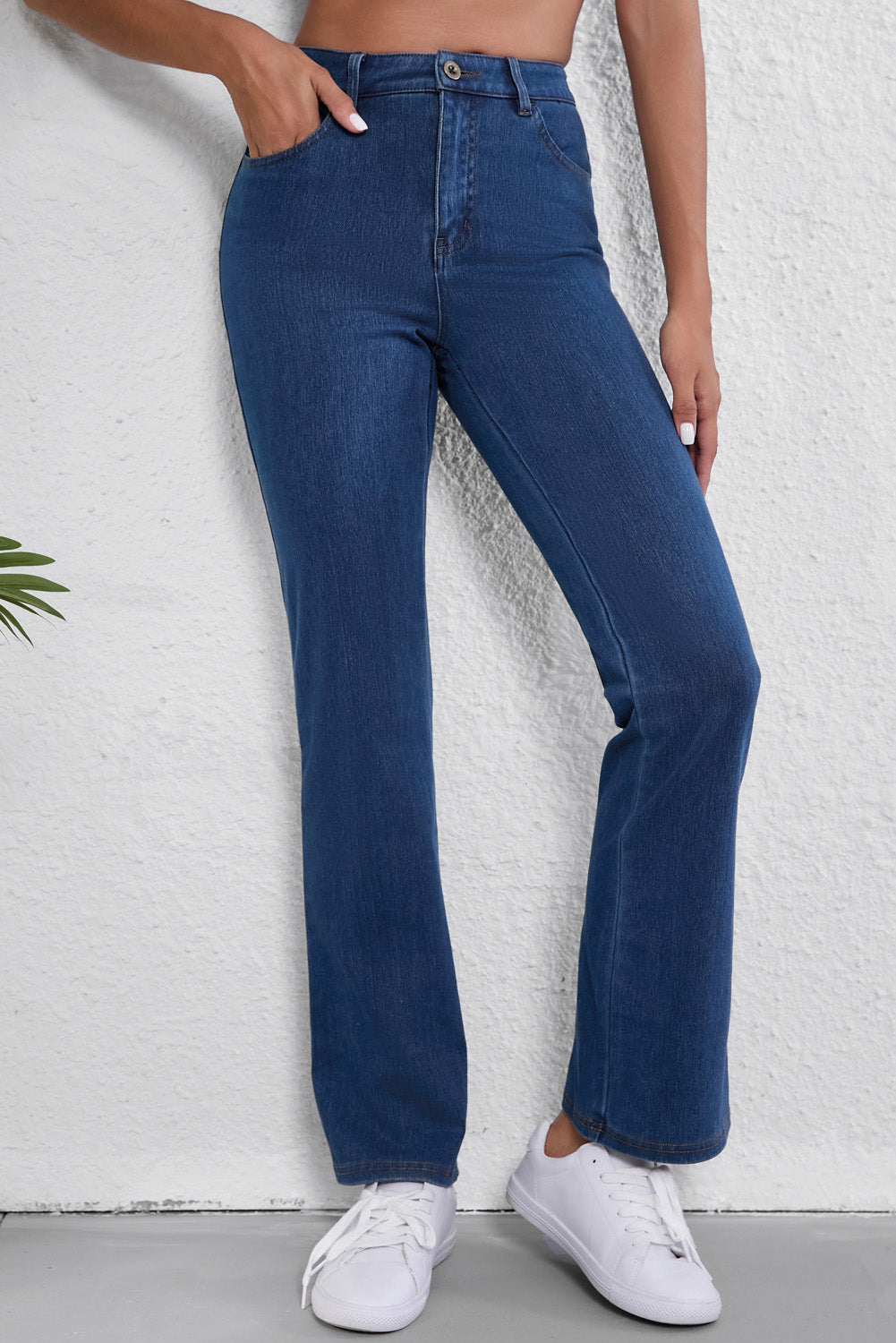 Ashleigh blue mid-rise stretchy bootcut jeans for everyday wear