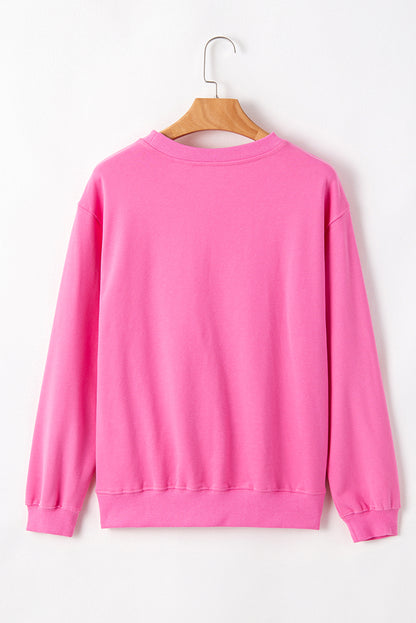 Bonbon Plain Drop Shoulder Crewneck Pullover Sweatshirt