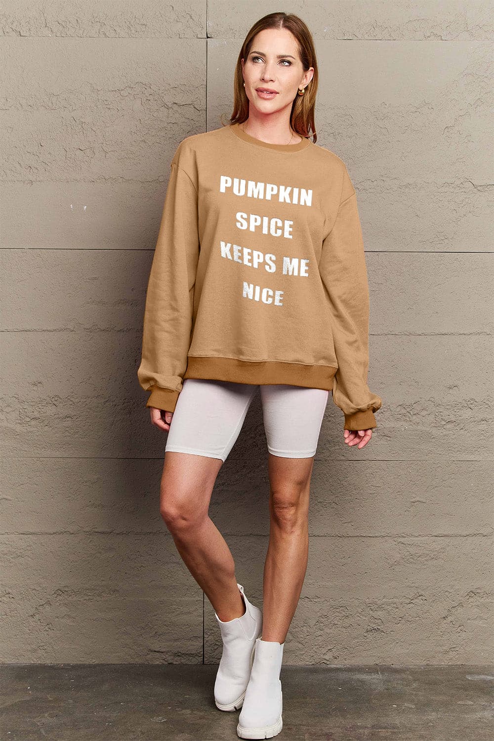 Simply Love Full Size Letter Graphic Sweatshirt.