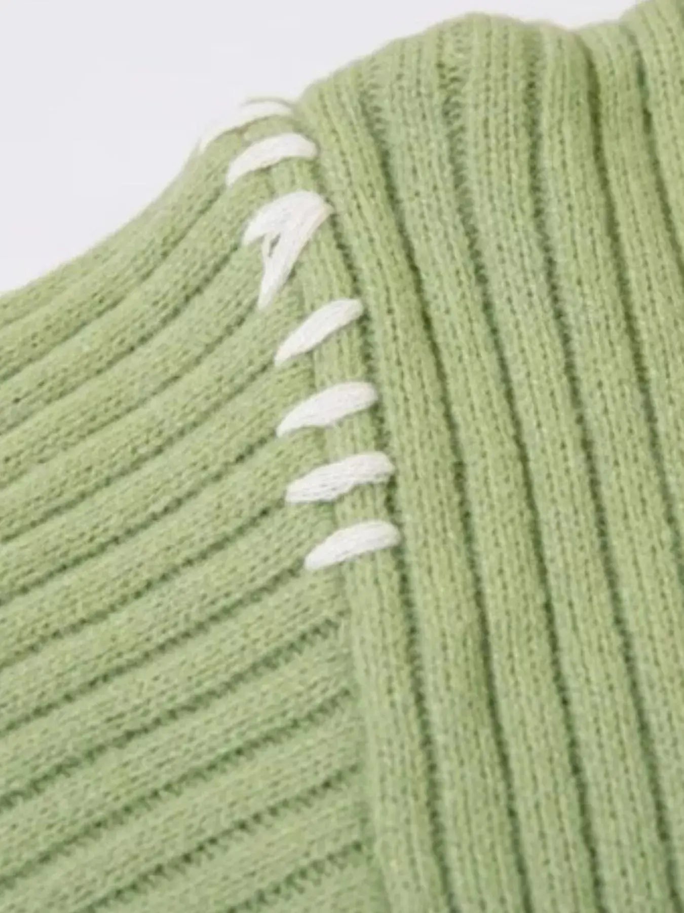 Men's Contrast Round Neck Long Sleeve Sweater Simply Love