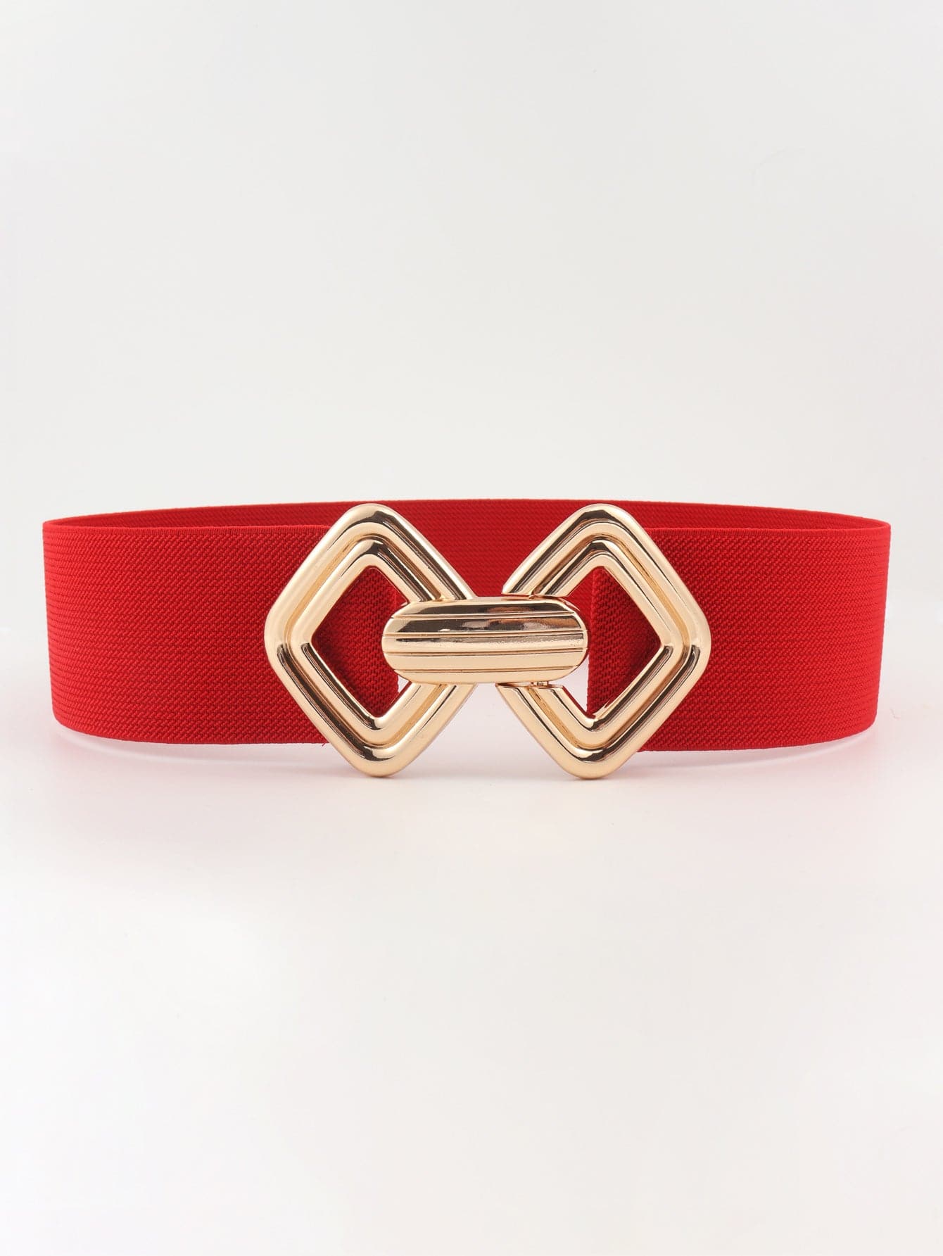 Geometric Buckle Elastic Wide Belt.