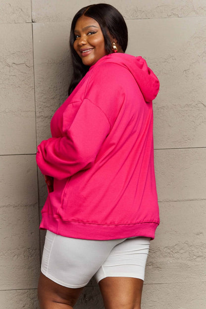 Chic long sleeve dropped shoulder hoodie with pockets