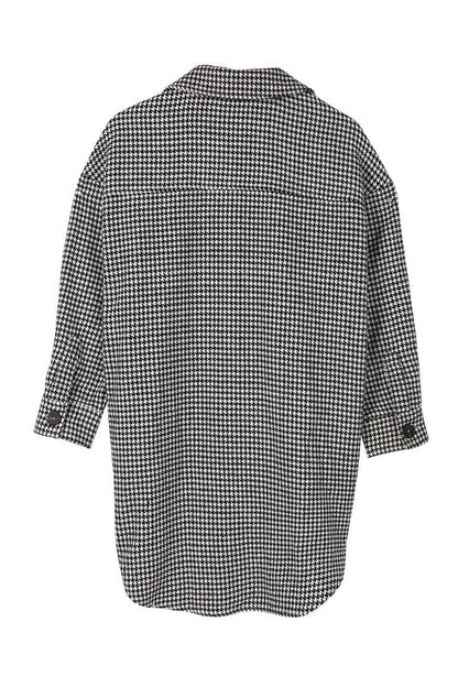 Houndstooth long shirt jacket