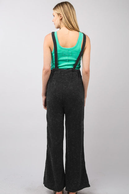 VERY J Texture Washed Wide Leg Overalls.