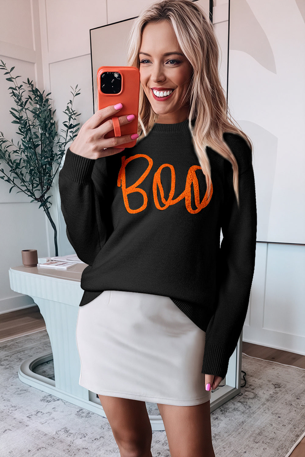 Cozy black boo sweater - casual style