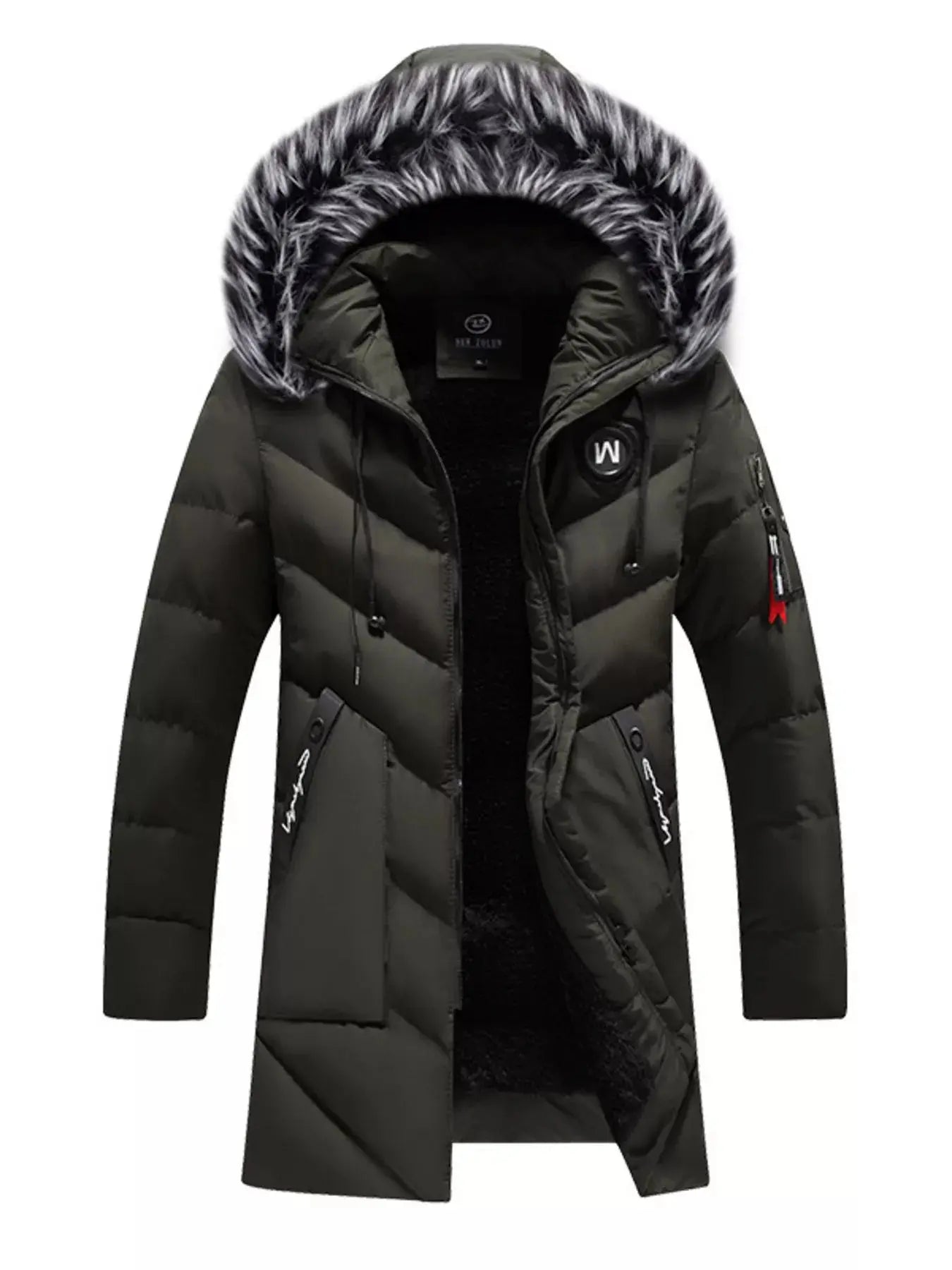 Men's Plus Size Longline Padded Winter Coat With Faux Fur Hood Simply Love