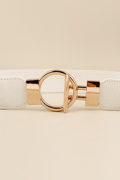 Circle Shape Buckle Zinc Alloy Buckle PU Leather Belt.