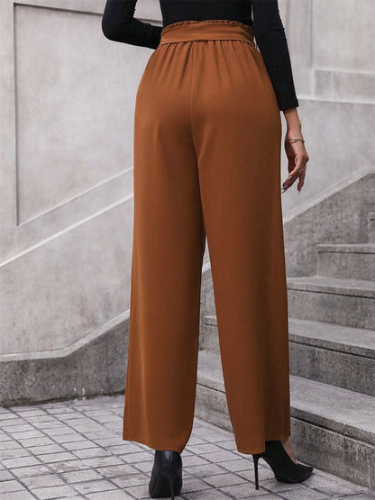 Tied high-waisted wide leg trousers