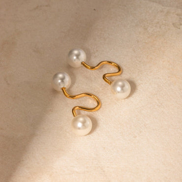 Stainless Steel Imitation Pearl Cuff Earrings.