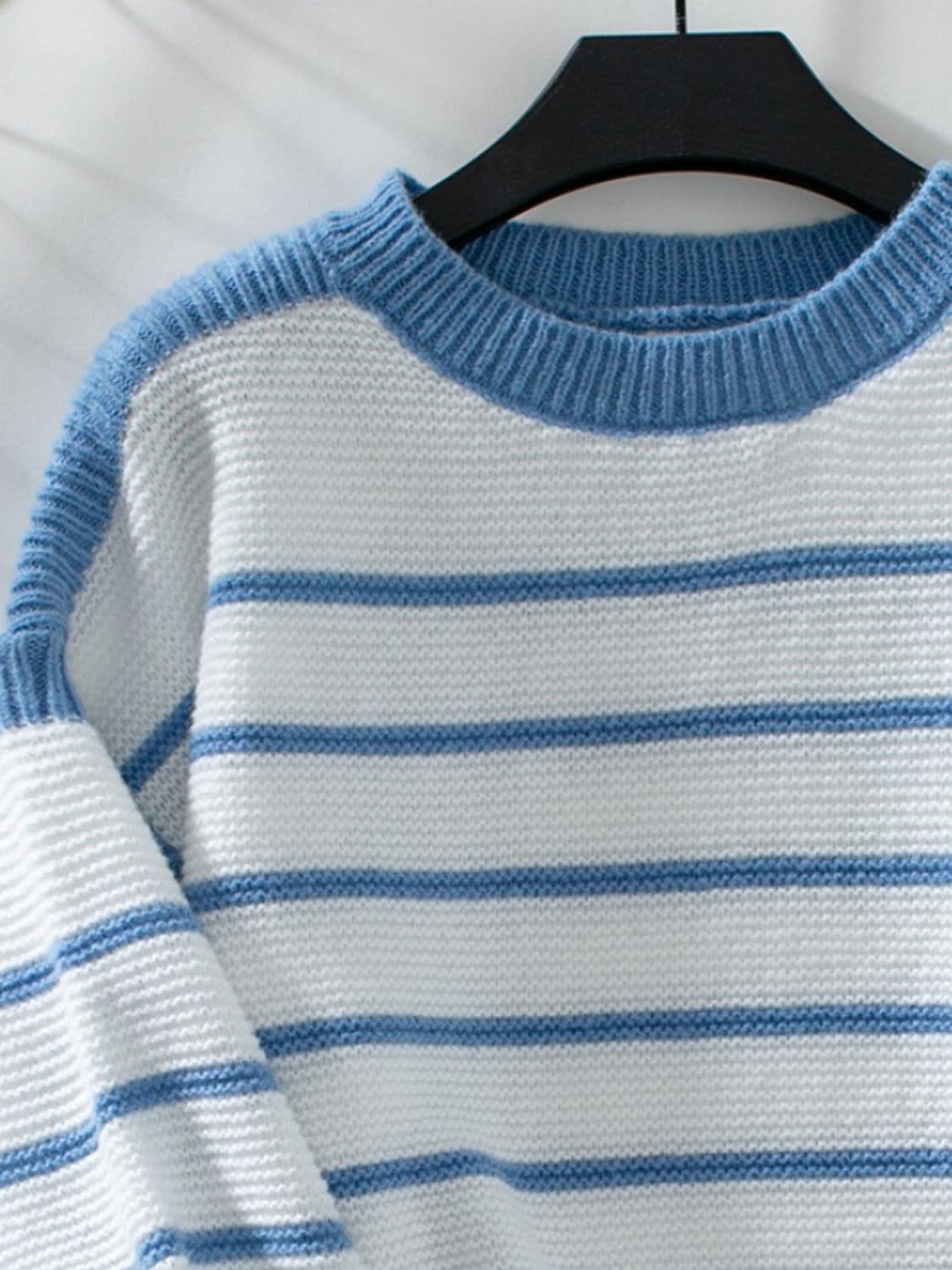 Cozy striped long sleeve pullover sweater