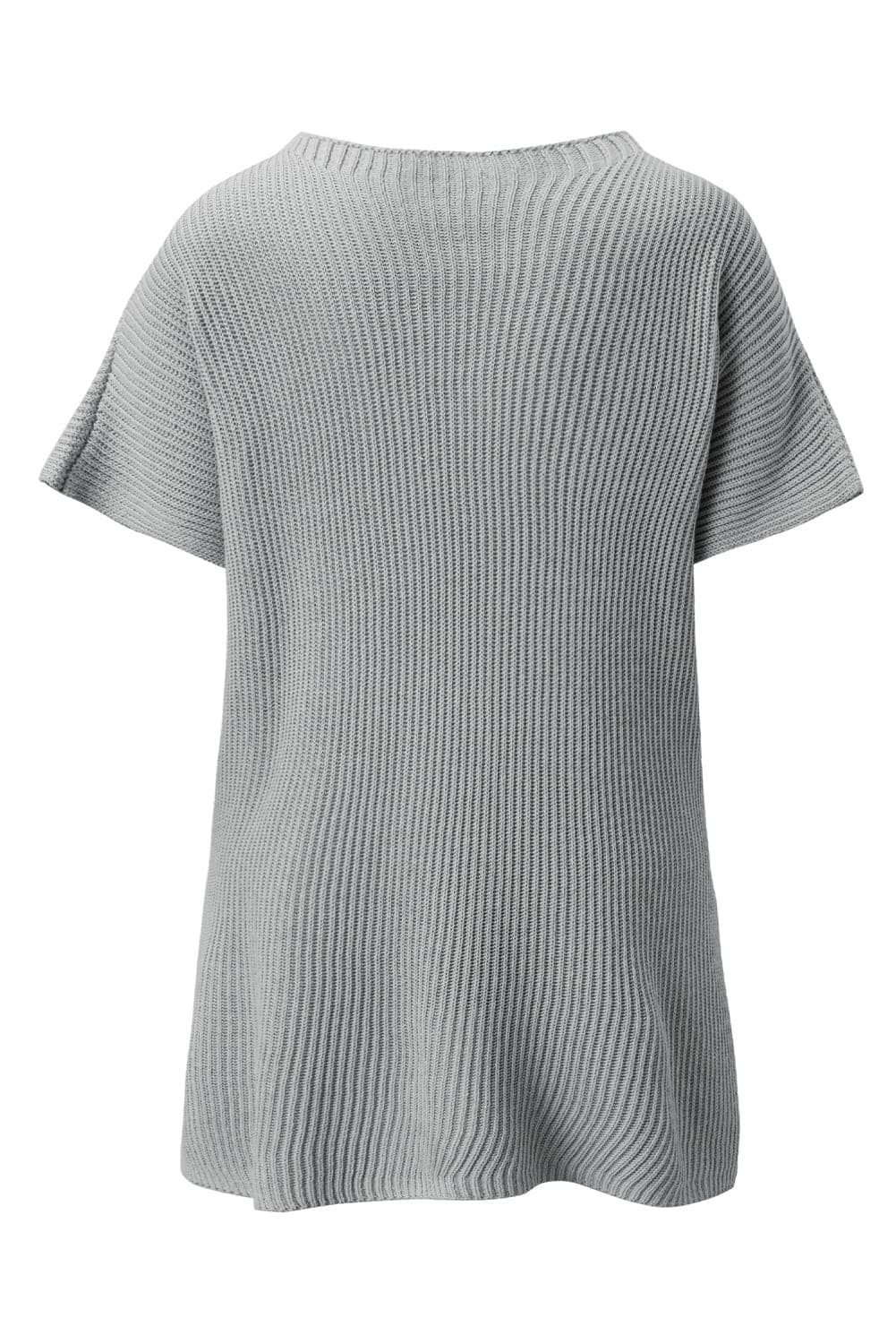 Slit Round Neck Short Sleeve Knit Top.