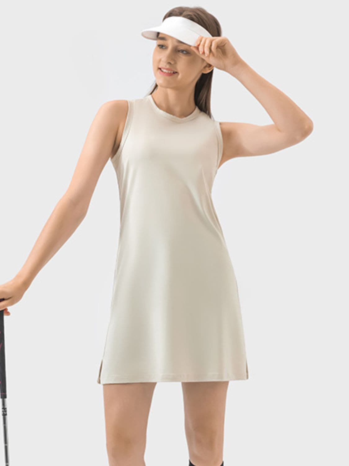 Round Neck Sleeveless Active Dress.