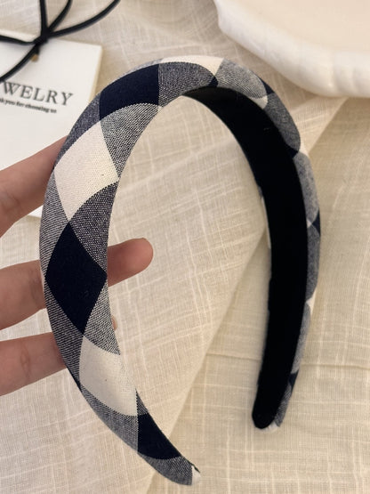 Chic plaid polyester wide headband