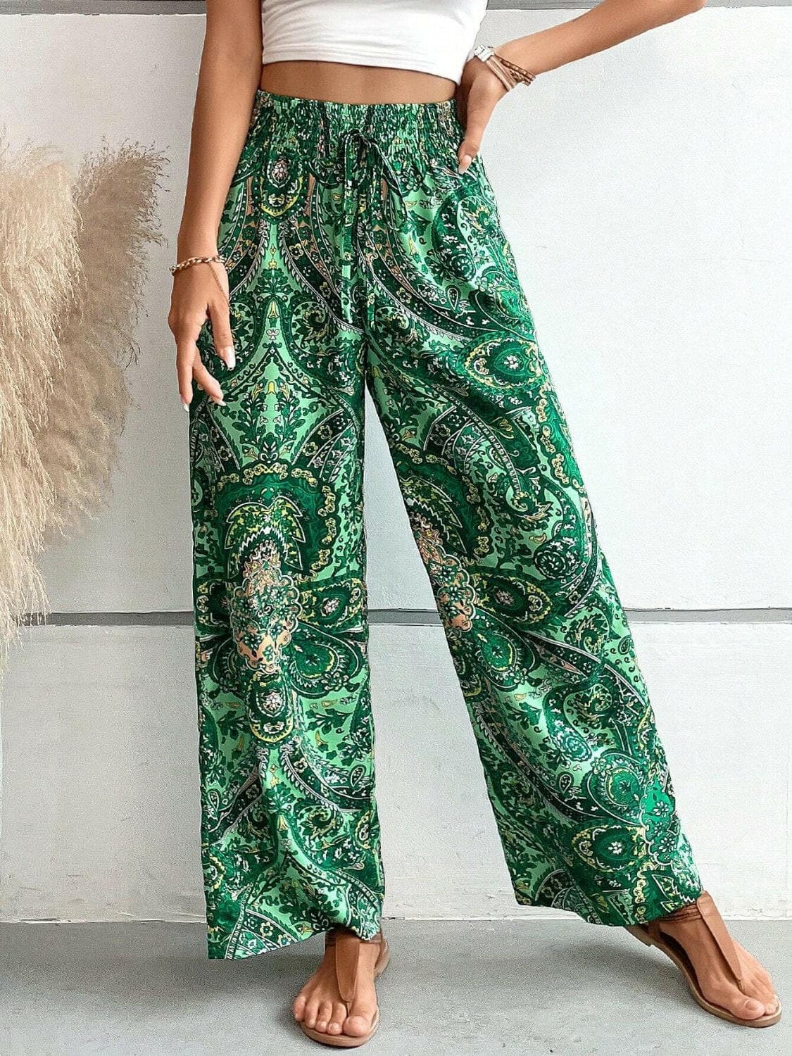 Printed Wide Leg Pants.