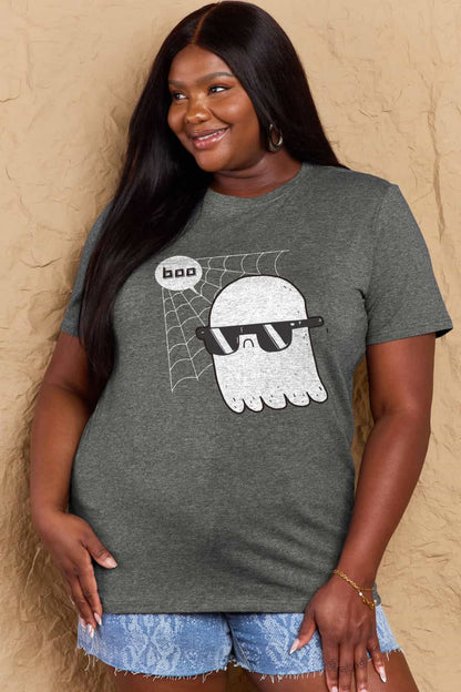 Charming Boo Graphic Cotton Tee for Everyday Wear