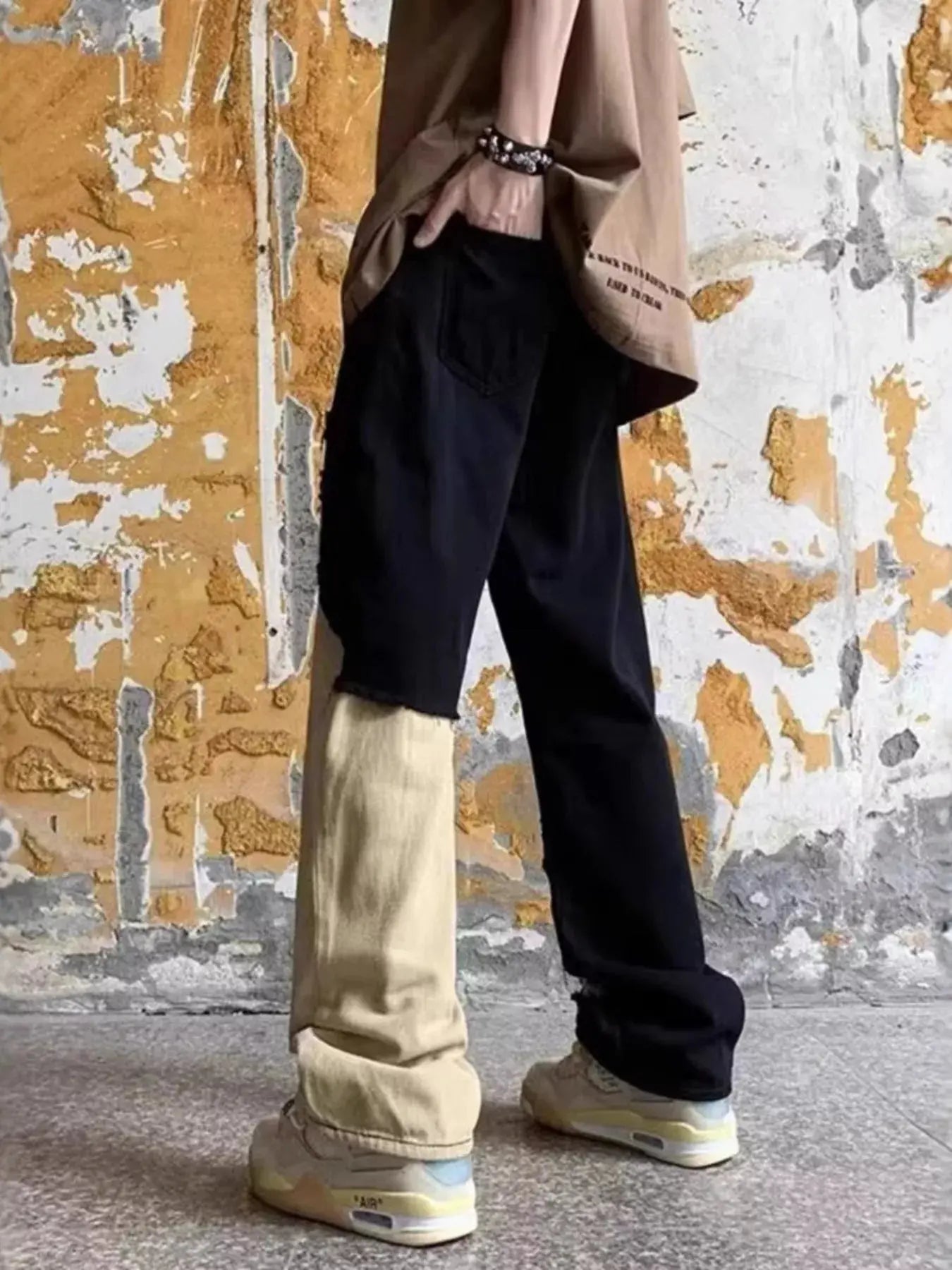 Men's Plus Size Two-Tone Ripped Wide Leg Jeans Simply Love