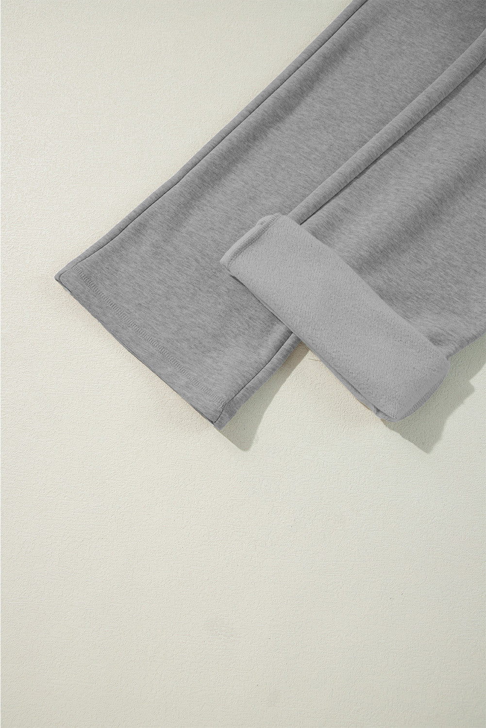 Light grey fleece pants with drawstring