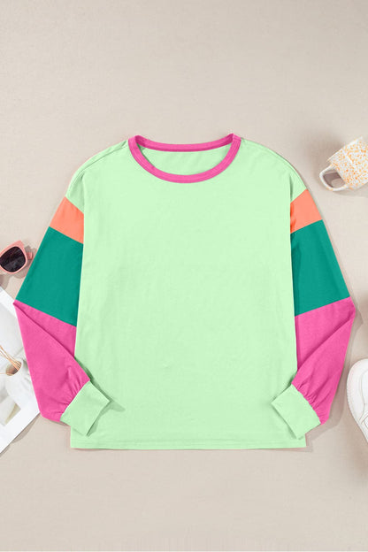 Chic color block long sleeve top for effortless style