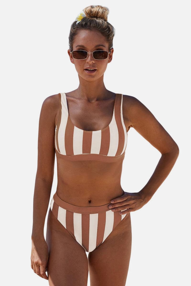 Striped Tank High Waist Bikini.