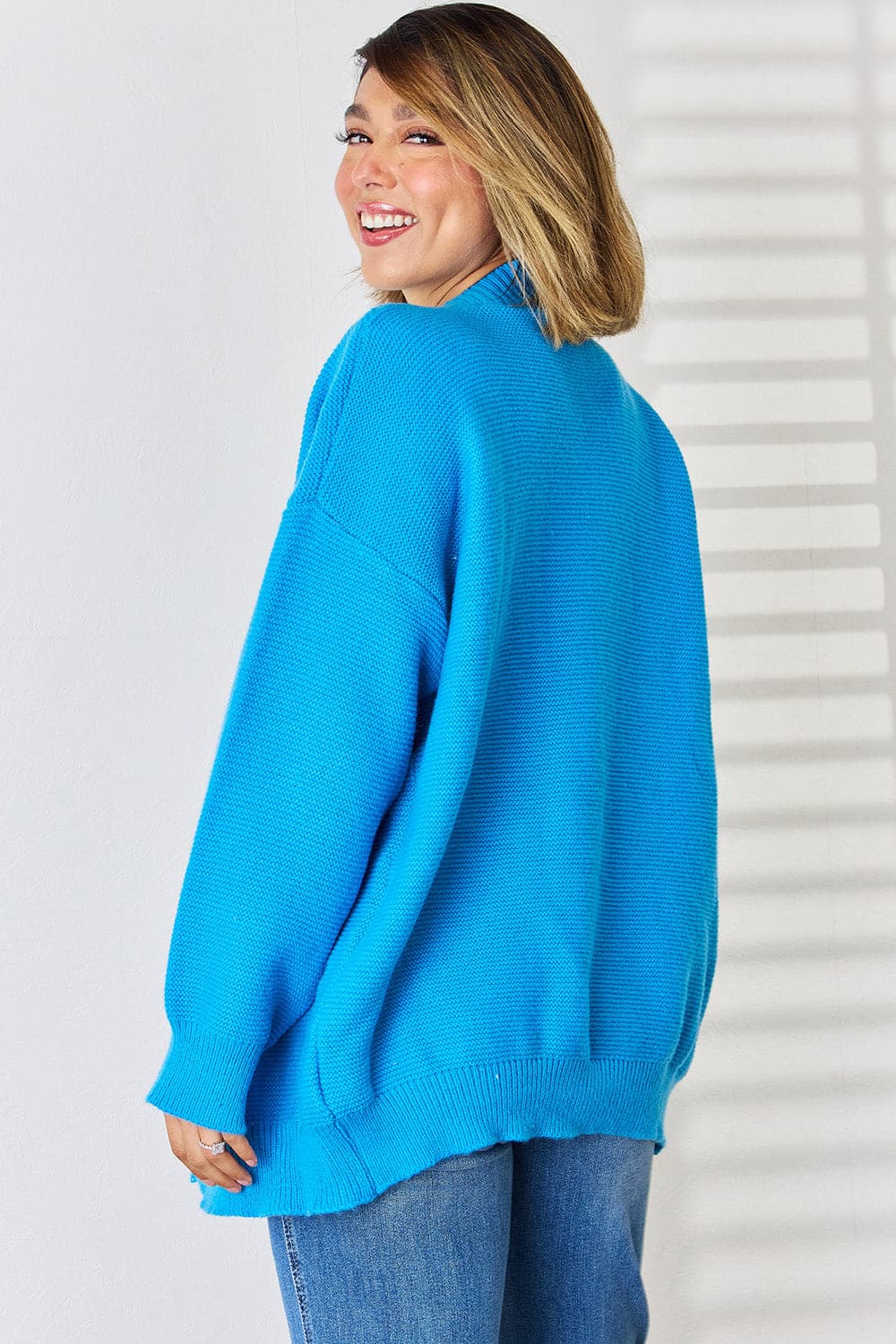 Open Front Dropped Shoulder Cardigan.