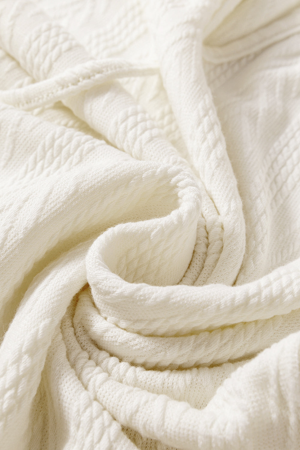 Love Salve  Beige Floral Patchwork Textured Knit Drawstring Love Salve