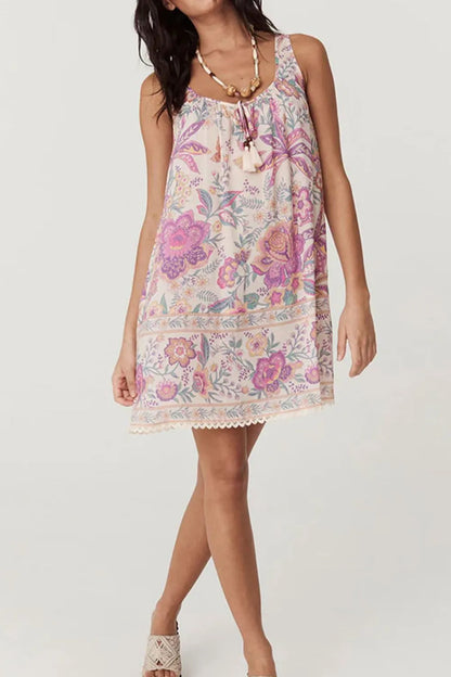 Simply Love: Floral Tie-Neck Mini Dress