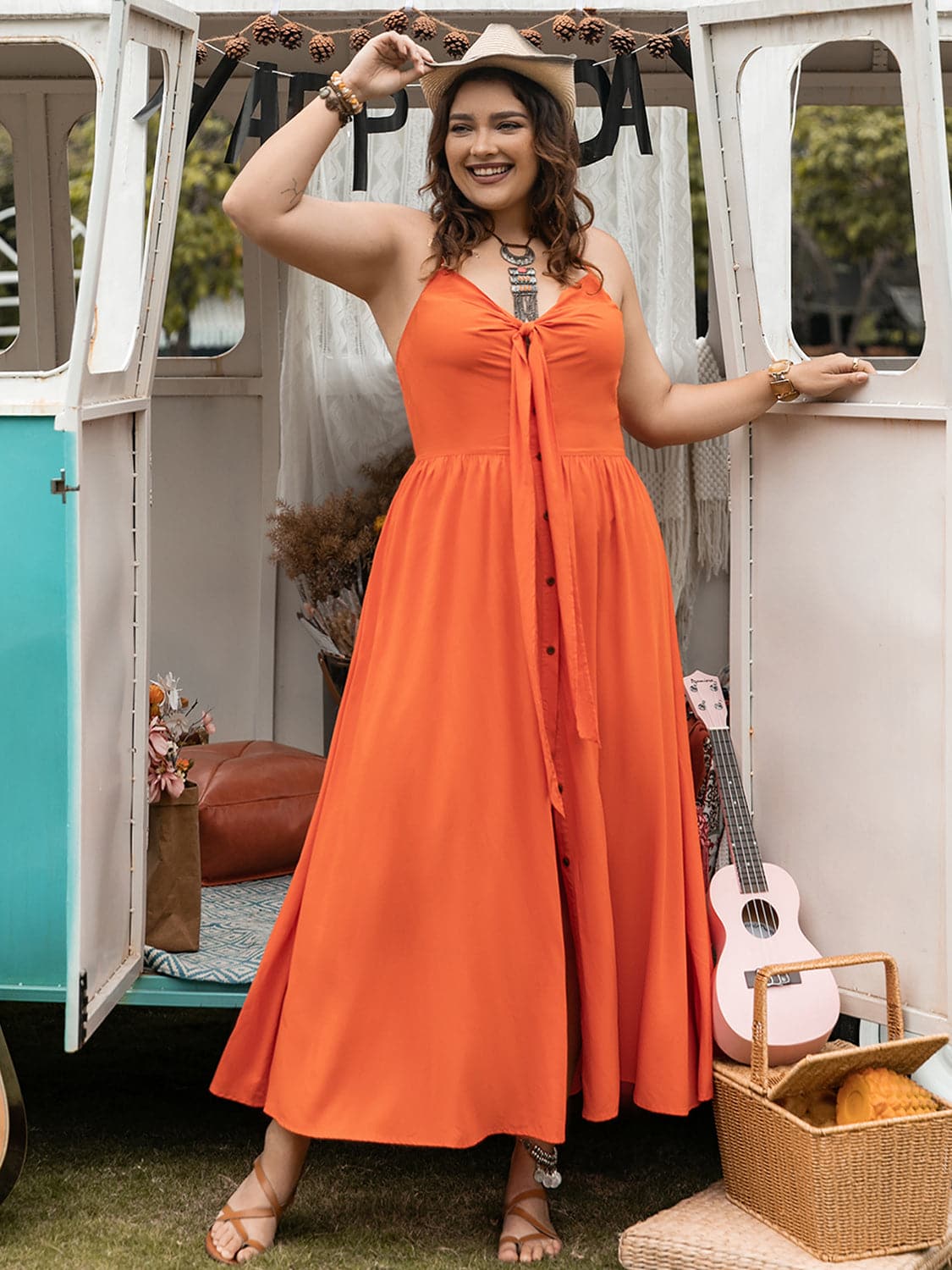 Plus Size Halter Neck Midi Dress.