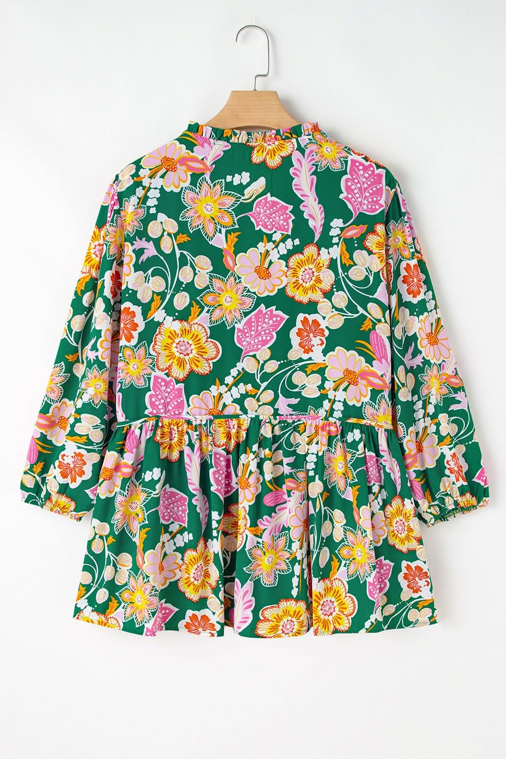 Green floral plus size babydoll top - Love Salve 